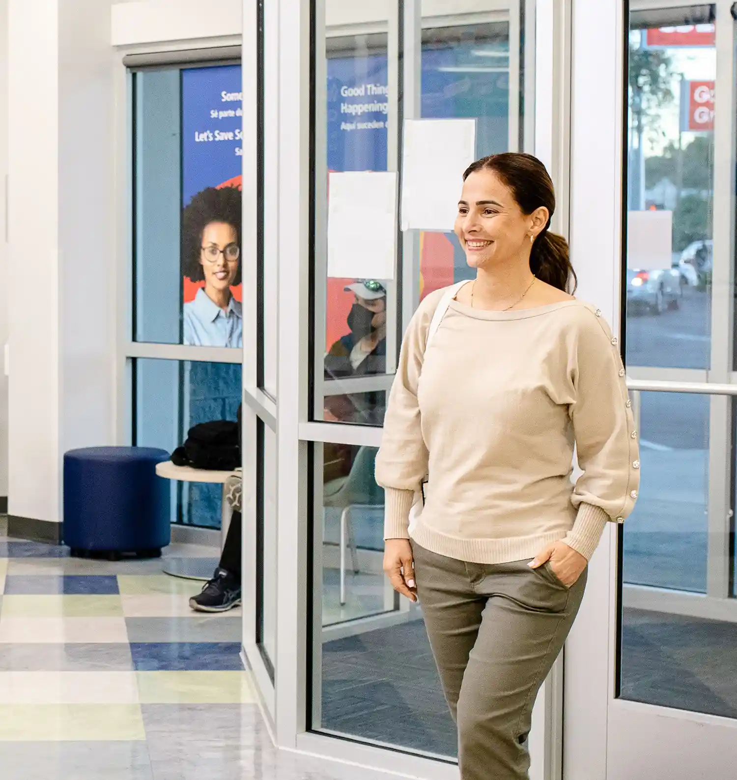 Man walking into a CSL Plasma center