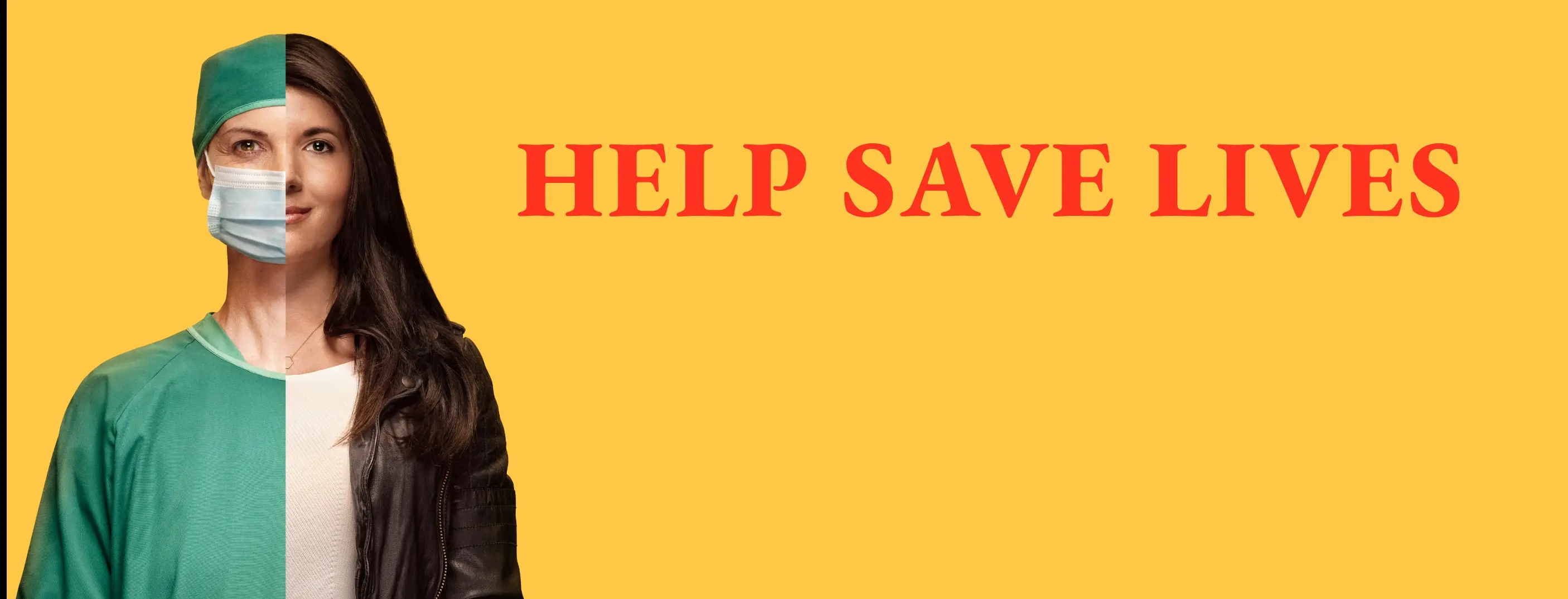 help save lives banner with woman