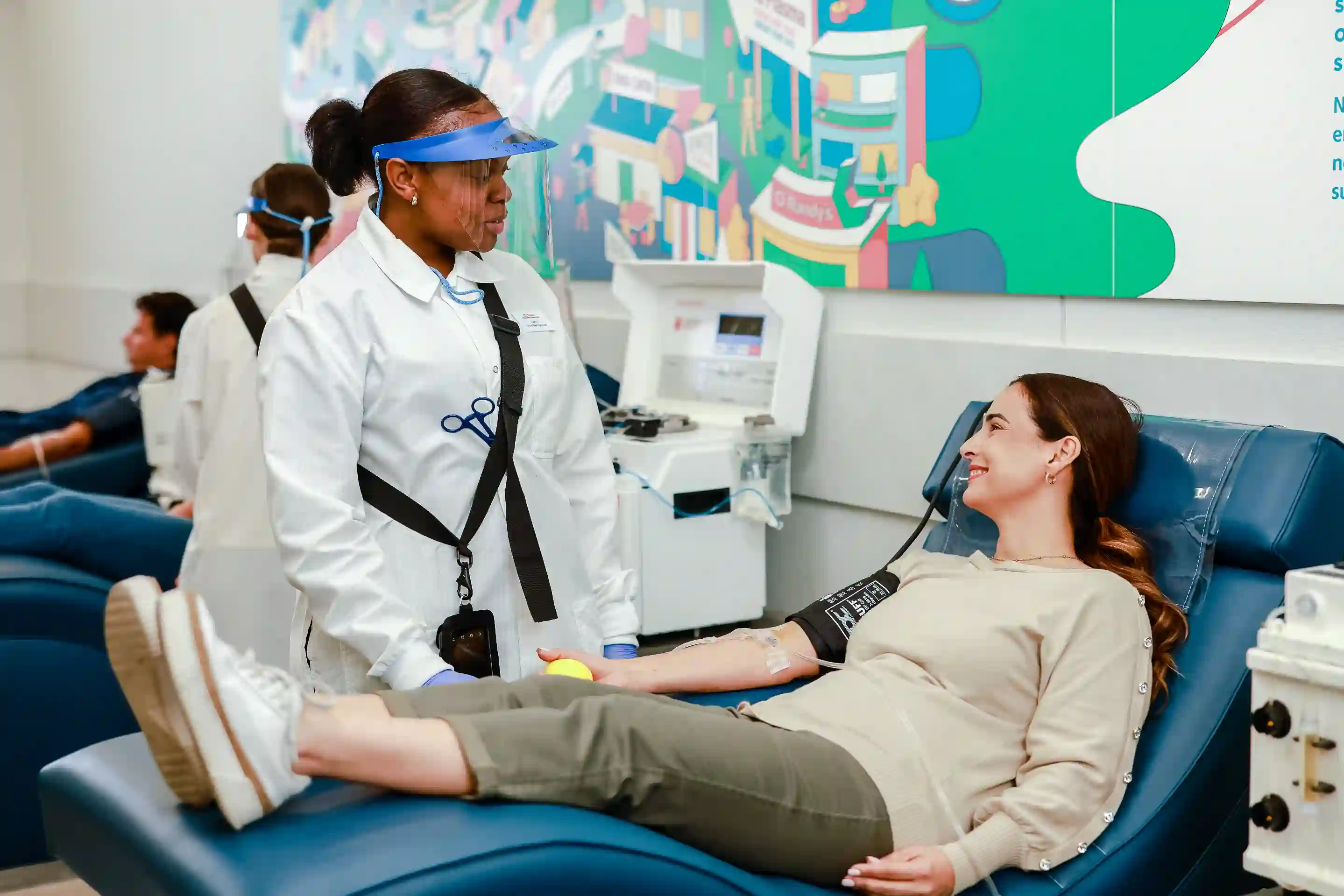 Woman donating plasma