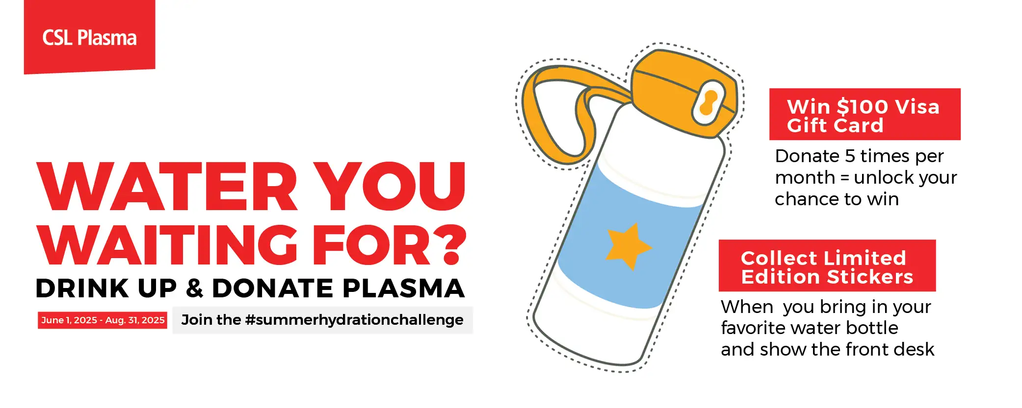 CSL Plasma Summer Hydration challenge graphic